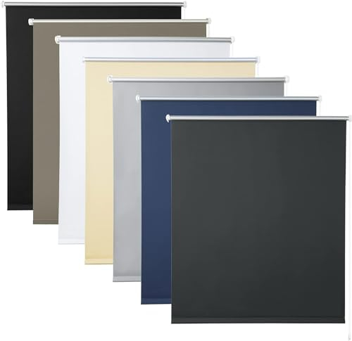 WOLTU Verdunkelungsrollo ohne Bohren, Thermo Verdunkelungsrollo mit Kette, Sichtschutz, für Türen und Fenster, 90 x 130 cm, Anthrazit