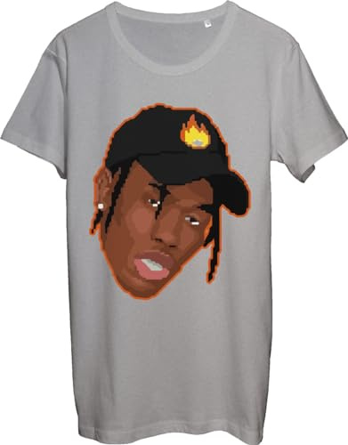 Pixel Rapper Face Maglietta Uomo Grigio, Grigio, S