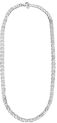Fossil Collier Unisexe Heritage Silver en Acier inoxydable, Longueur : 508 mm + 55 mm, largeur : 8,7 mm, Acier inoxydable, ce N'est pas UNE Pierre précieuse, Length: 508mm+55mm, Width: 8.7mm, Acier