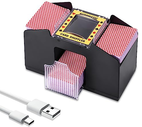 BTBHIHO Mélangeur de Cartes Automatique, Connexion USB/4 Piles C (Non incluses), mélangeur de Cartes Automatique à 4 étages, mélangeur de Cartes électrique pour fête à Domicile, Poker, Blackjack UNO