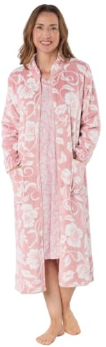 Suzy & Me Ladies Zip Front Soft Printed Robe