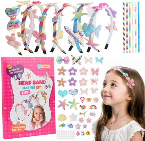 Starward 6 Stück DIY Haarreifen Mädchen, Haarschmuck Bastelsets Kinder, Bastelset Kinder ab 5-12 Jahr, Geschenke für Mädchen, Haarreifen Spielzeug Geschenk, Kreative Basteln Geschenke