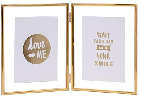 Whoiy Bilderrahmen 15x20 Gold Glas Aufklappbar Fotorahmen Metall Schwebender Geschenk für Hochzeit Jahrestag Freunde, Vertikal für Tischaufsteller