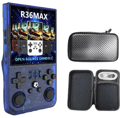 R36S Max Console de jeu portable R36S avec système Linux Open Source Linux Carte TF 64 Go 15 000 jeux rétro 4 écrans IPS Bleu