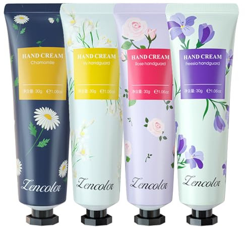 Hand Cream Gift Set for Women, Mini Hand Cream Multipack, Hand Moisturiser for Working Hands Very Dry Hands, Non-greasy Moisturizing Nourishing Hand Cream Gifts, 4PCS