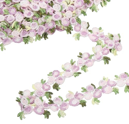 sourcing map Spitzenband mit Blumenmuster, bestickt, 2,3 cm x 4,5 m, Polyester, bestickt, zum Nähen, für Hochzeitsdekorationen, Stirnbänder, Bastelarbeiten