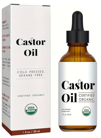 Rizinusöl Bio Kaltgepresst 100% rein, Bio Rizinusöl für Haarwachstum Natürliches Rizinusöl für Körper, Haare, Nägel, Wimpern, Augenbrauen (1 PC)