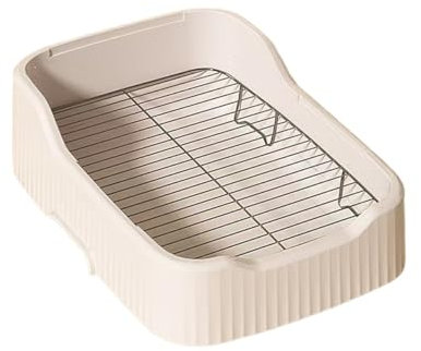 DXZXDJIU Bandeja Grande for Arena de Gatos y Orinal for Perros pequeños y medianos - Urinario de Malla fácil de Limpiar con Paredes Protectoras(Ivory)