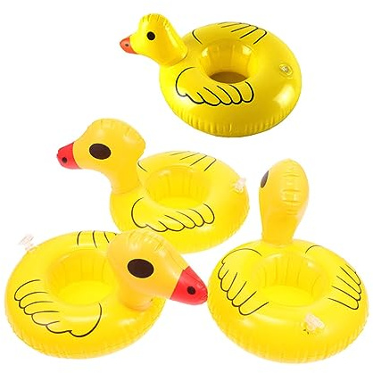 FUNNETOYU 4 Stück Schwimmender Getränkehalter PVC Aufblasbar Schwimmender Becherhalter Kinder Wasserspielzeug Pool Zubehör