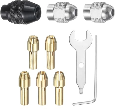 sourcing map Juego de 10 pinzas de portabrocas de 0,8/2/2,4/3/3,2 mm, mini amoladora eléctrica de cambio rápido, herramienta de perforación de repuesto para herramientas giratorias con tuerca de metal