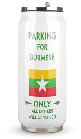 Yelolyio Birmania Bandiera Nazionale Coppe Parcheggio per Burmese Only All Others Will Be Towed Bicchiere in acciaio inox Tazza da caffè Tazza da viaggio Tazza in acciaio inox con coperchio e