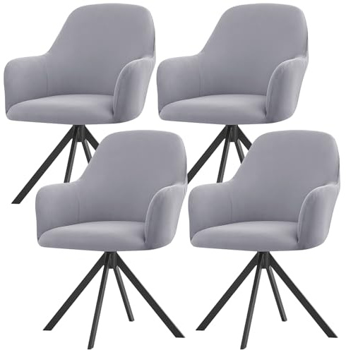 ZRCYXDW Fundas para Sillas De Comedor con Brazos, Impermeable Comedor Sillas Cubiertas con Brazos Respaldo Elástica Giratoria Brazos Respaldo Cubiertas Sillas Estilo Nórdico-Gris Claro-Pack de 4