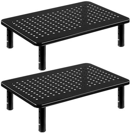 FURWOO 2er-Pack Laptop-Ständer Schreibtisch-Monitorständer für Computer Drucker Notebook 3-fach höhenverstellbarer Laptop-Erhöher für Büro Zuhause Schule Schwarz