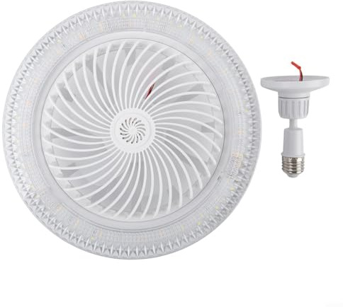 Zeroupshop E27 Ceiling Fan Light With Remote Control 19cm Mini Enclosed Fan Light Fixture 3 Speed Settings 3 Color Modes Timer Function For Small Room Bedroom Dormitory(C)