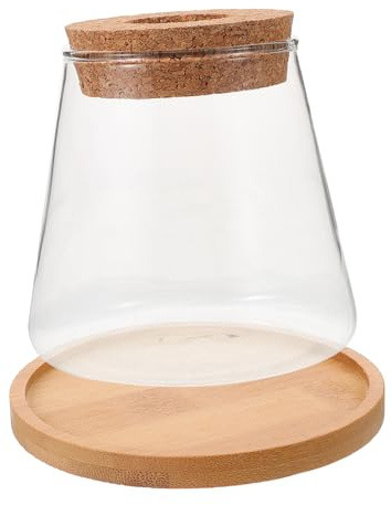 HEMOTON Petit Bocal Poisson Transparent avec Couvercle et Support Aquarium pour Hydroponie et Décoration de Bureau Vase Terrarium Multifonction Durable