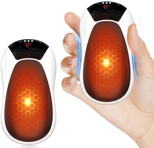 DDKJ Calentador de Manos Recargable 3 Niveles de Calor hasta 55 ℃,Calienta Manos Electrico de Bolsillo,Calientamanos 3500 mAh*2 Piezas,Hand Warmer,Aquecedor de Mãos,para Mujeres/Hombre-Blanco