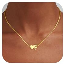 SLOONG Einschulung Geschenk - Herz Kette mit Buchstaben für Frauen Mädchen | Wasserfest Kette mit Buchstaben Hypoallergen Herz Halskette Geburtstagsgeschenk Geschenke für Frauen Mädchen Kinder Schmuck