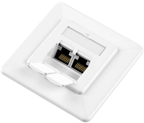 OFFCUP 1pc Netzwerkdose CAT6A 2Port RJ45 Geschirmt 10G 500MHz | Universell LAN Dose für Aufputz Unterputz Compatible CAT5 CAT6 CAT7 Weiß