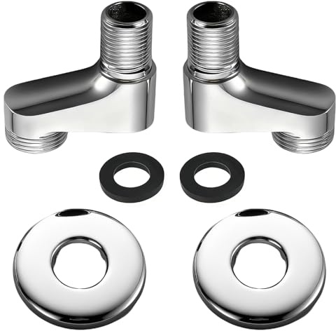 XSHAO® 2 Stk S Anschluss 1/2 auf 3/4, Duscharmatur Adapter S-anschluss mit Rosetten und Gummidichtung Verstellbare Duscharmatur Adapter für Badezimmerinstallationen (70–235mm Lochabstand)