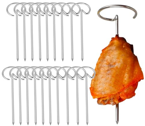 Freidora de aire Pinchos de metal – 20 piezas de acero inoxidable herramienta vertical para barbacoa – Pinchos para barbacoa – para carne, casa, jardín, camping, picnic