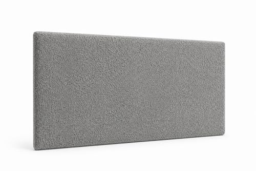 LIKMA Panel Tapizado De Pared Bouclé Gris 90x40 cm Cojín De Pared Acolchado para Dormitorio Y Salón Cabecero De Cama Modular Respaldo Tapizado Decoración Mural Tela Quelle