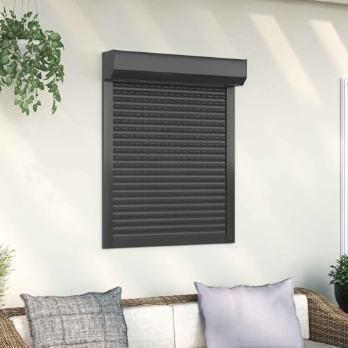 Ordellia Rollladen Anthrazit 70 x 100 cm aus Aluminium und Polyurethan für Fenster und Fassade, manuelle Bedienung, Sonnenschutz, Sichtschutz, Wetterschutz, Verdunkelung für Innen und Außenbereich