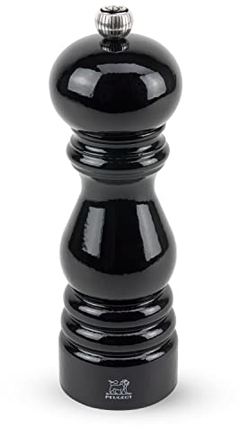 Cilio Peugeot Molinillo de Pimienta (18 cm, Madera de Haya, Mecanismo Peugeot), Color Negro