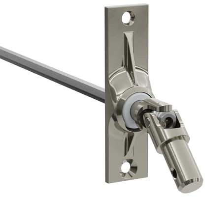 DIWARO.® | Rolladen Gelenklager G002, 45 Grad Umlenkung, Grundplatte 22 x 85 mm mit 2 Befestigungslöcher, Kurbelzapfen Anschluss 11,9 mm, Antrieb zum Rolladengetriebe 6 mm Sechskant.