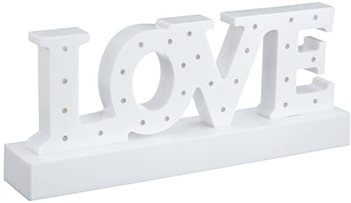 OOTB LED Deko Schriftzug Love aus Kunststoff 30x12cm 27 LEDs Batteriebetrieb 220340, Weiß