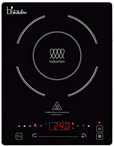 BKITCHEN Cook 400 - Placa de inducción extraplana con placa de vitrocerámica, 7 programas de cocción, detección automática de ollas, función deslizante.