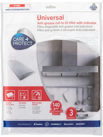 CARE+PROTECT Filtre de Hotte Aspirante - Universel - Anti-Graisse - Capacité d'Absorption Très Elevée Avec Indicateur de Saturation - Découpable sur Mesure - 47 x 97 cm