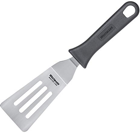 Westmark Profi-Wender/Grill-Spachtel, Gewinkelt, Flexibel, Geschlitzt, Klingenmaß: 6 x 10,5 cm, Länge: 27,5 cm, Rostfreier Edelstahl/Kunststoff, Master Line, Schwarz/Silber, 13342270