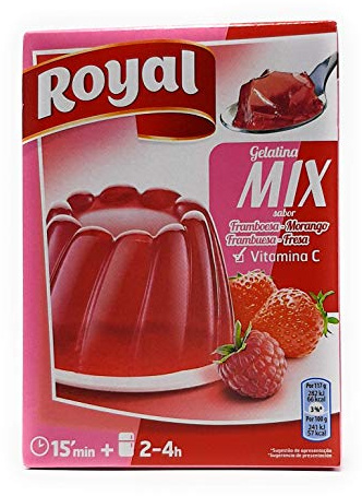 Royal, Gélatine Goût Framboise et Fraise, Gélatine 30% de Sucre en Moins, 114 gr.
