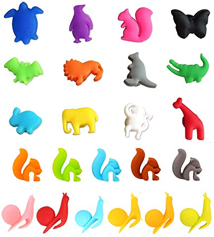Gwolf Segnabicchieri in Silicone per Feste, 23pcs Amanti del Vino Marcatore segnabicchieri per Tazze Marcatori per Bevande Identificatore per Bicchieri da Vino