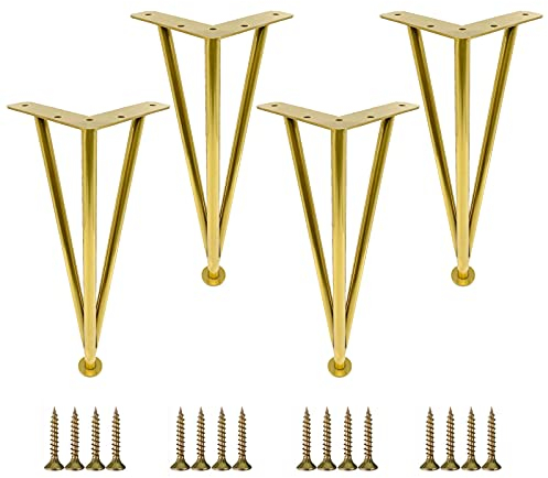 Jolan Metall Tischbeine Möbelfüße,4 Stück,10cm 15cm 20cm 25cm 30cm 35cm 40cm, Verstellbare Möbelbeine, Tischfüße, Für Schreibtisch, Sofas, Schränke, Couchtische Möbelfüsse,Gold-23cm/9.05in