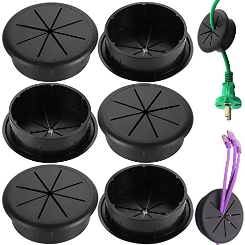 6 Stück Kabeldurchführungen Tischkabeldurchlass Kabellochabdeckung Schwarz Rund Kabeldose Abdeckung Kunststoff Flexibel Schreibtisch Kabeldurchführung Gummi für Computertisch Arbeitsplatten Möbel