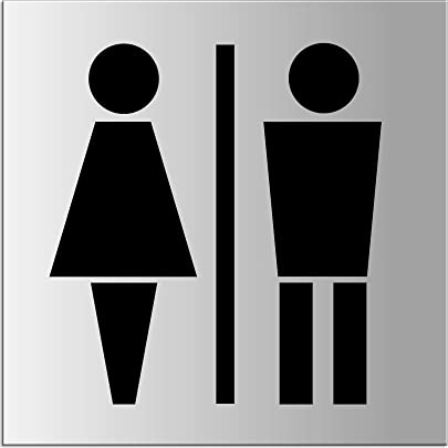 Plaque - WC Toilettes Hommes Femmes | Panneau XL en aluminium anodisé 200x200 mm | Nr.44025-E