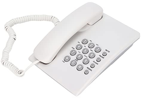 ASHATA KX-T435 Téléphone Standard Filaire, Téléphone Fixe avec Répondeur, Téléphone de Bureau pour Bureau à Domicile, école, Hôtel, Téléphones Fixes Filaires avec Appel Mains Libres, Prend(Blanc)