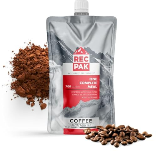 RecPak Leichte Notfallnahrung | On-The-Go Performance Adventure Mahlzeit für Ausdauerwandern, Camping, Rucksackreisen, Ski alpin und militärische Missionen | 700 Kal 42g Protein (Kaffee/6er-Pack)