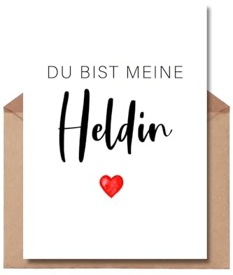 The Life Barn Postkarte mit Umschlag Du bist meine Heldin Dankeskarte | Hochwertige Karte aus 350g Papier, inkl Kraftpapierumschlag