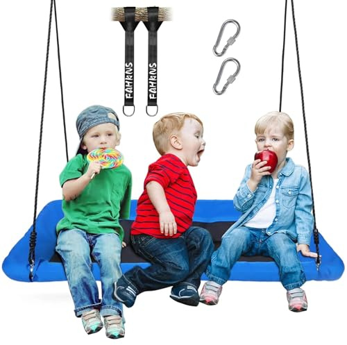 800lbs 60 Platform Tree Swing for Kids and Adults Comfortable Outdoor Swing with Steel Frame for Backyard,Blue