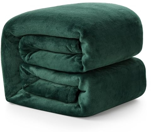 EHEYCIGA Fleece Blanket Dark Green Throws for Sofas Fluffy Warm Soft Blanket for Bed Settees Armchairs, Fit All Season, Double Size, 150x200cm