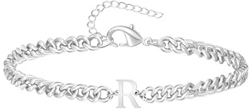 TOLOWOBK Armband Herren mit Buchstaben Edelstahl Panzerkette A-Z | Personalisierte Buchstaben Armbänder in Silber für Männer Jungen als Geschenk zum Schulstart Geburtstag für Sohn Enkel Bruder