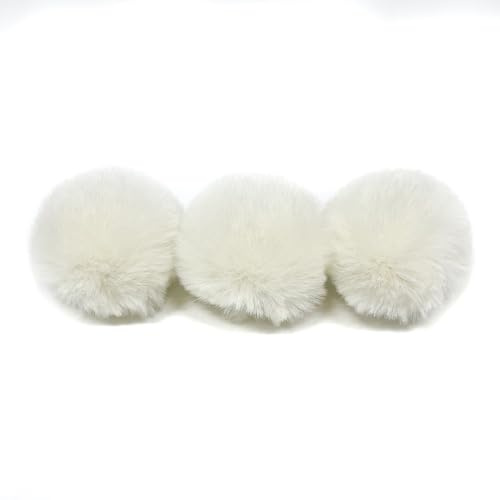 20 STK 4cm Pompons Kunstfell Kaninchenfell Fellbommel,Kunstpelz Pom Pom Ball Plüschbälle Bommeln für DIY Handwerk Mützen Anhänger Dekoration Damen Mädchen Taschenanhänger Schlüsselanhänger,Creme