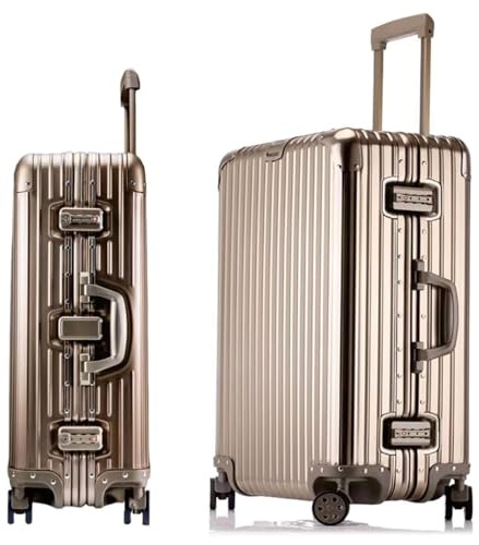 Kabinväska · resväska · 4-hjuls · TSA-lås · Justerbart teleskophandtag · Helt tillverkad av 100% aluminium · S-57.5 cm · 45L · Titanguld