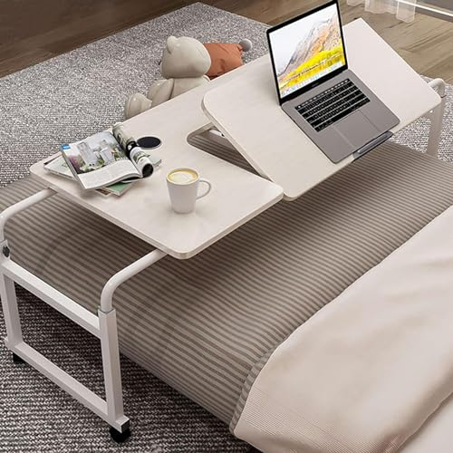 CEEBUS Fahrbarer Überbetttisch Mit Rollen,HöHen Und LäNgenverstellbares Computertisch Essenstablett Schreibtisch Rollender Medizinischer Tisch Pflegetisch Auf Rollen (Size : 100 * 60cm)