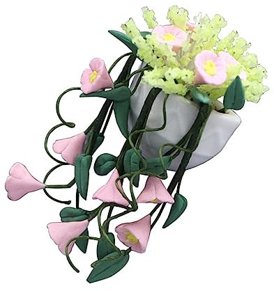 ifundom Mini Hanging Plant Miniature Dollhouse Accessories Potted Flower Bonsai Model for Micro Scene Desk Cabinet Decoration