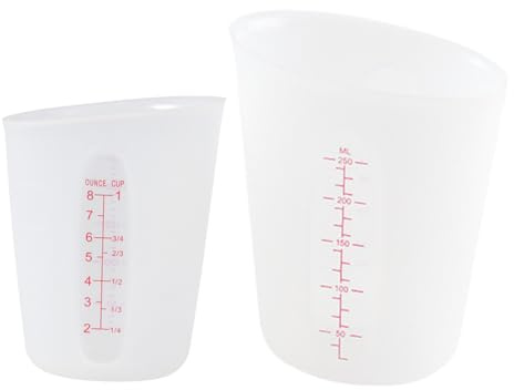 Mikinona 2pezzi Tazze Graduatorie Silicone Con Scala Doppia Misurini Pratici Per Cucina e e Manico Ergonomico Design Trasparente e Facile Lettura