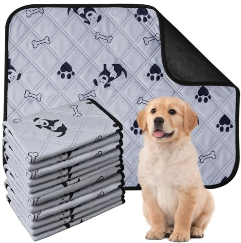 Waschbare Hundetrainingspads, groß, wiederverwendbar, für Welpen, Urinierunterlagen, schnell trocknend, rutschfeste Unterseite, Hundematte mit Pfotenabdruck für Hunde, Katzen, Kaninchen, Grau, 40 x 60
