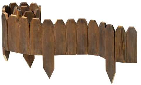 Bordo in legno da giardino, recinzione decorativa in legno, piccoli pannelli per aiuole e recinzioni paesaggistiche (15 cm di altezza x 119,4 cm di lunghezza, 1 confezione)